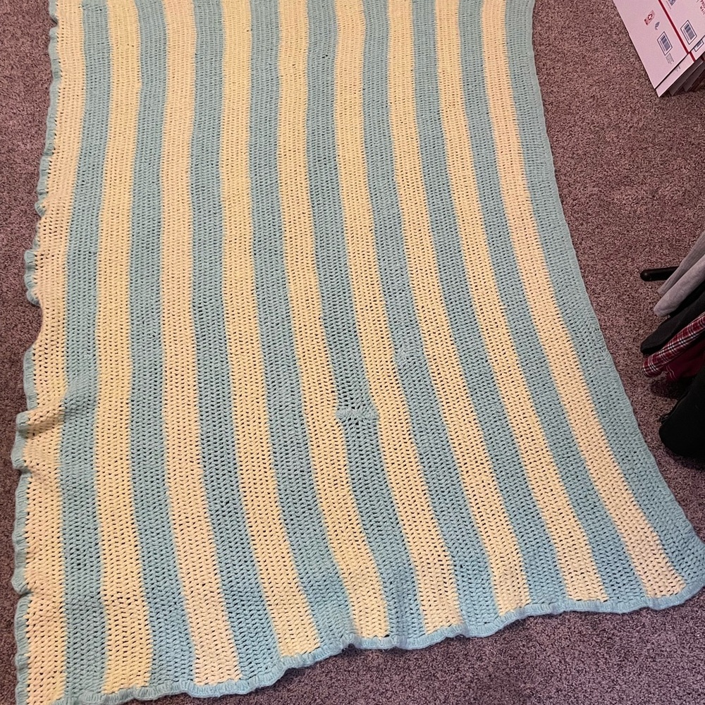 Striped Knit Blanket in Pastel Shades